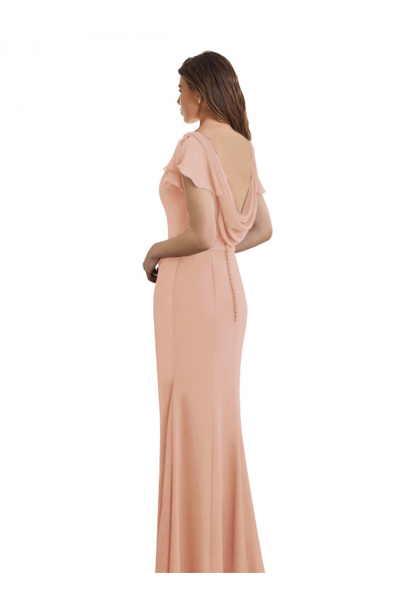 Soft Chiffon High Neck Low Back Mermaid Bliss Pink Prom Dress / Bridesmaid Dress Derby