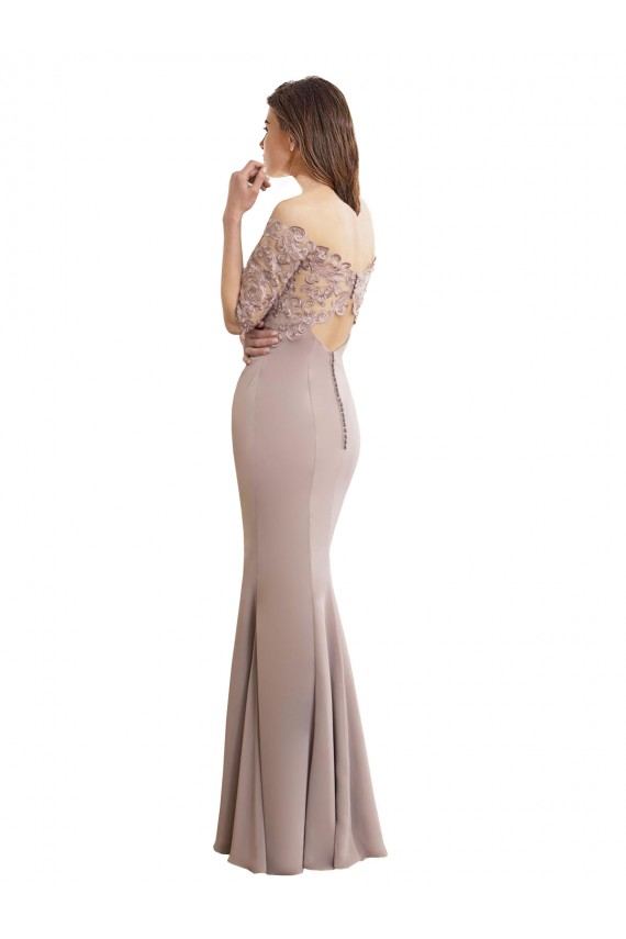 Soft Chiffon & Lace High Neck Keyhole Back Mermaid Bridesmaid Dress Derby