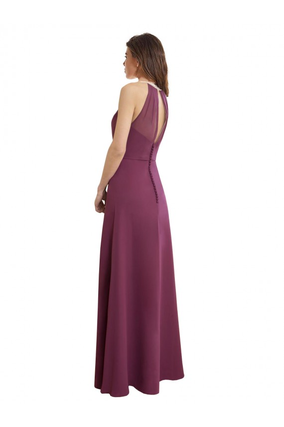 Chiffon High Neck Keyhole Back A-Line Bridesmaid Dress / Evening Gowns Derby