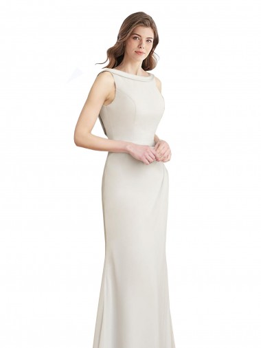 Soft Chiffon & Satin High Neck V-Back Mermaid Bridesmaid Dress Derby