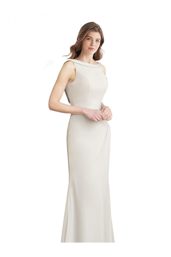 Soft Chiffon & Satin High Neck V-Back Mermaid Bridesmaid Dress Derby