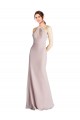Soft Chiffon High Neck Open Back Sheath Bridesmaid Dress Derby