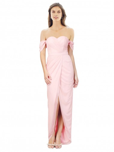 Soft Chiffon Strapless A-Line Pink High Low Bridesmaid Dress Derby
