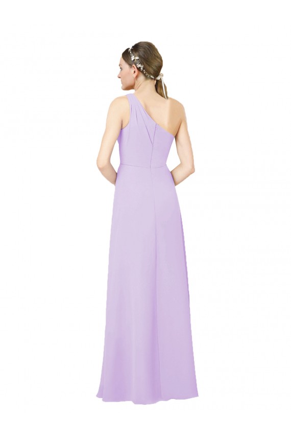 Soft Chiffon One Shoulder Sheath Lilac Formal Evening Gown / Bridesmaid Dress Derby
