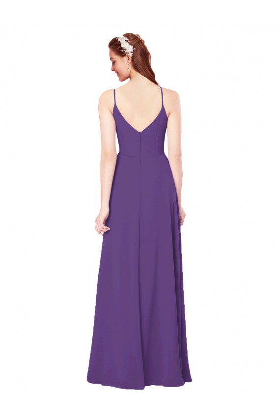 Soft Chiffon High Neck Sheath Plum Purple Bridesmaid Dress Derby