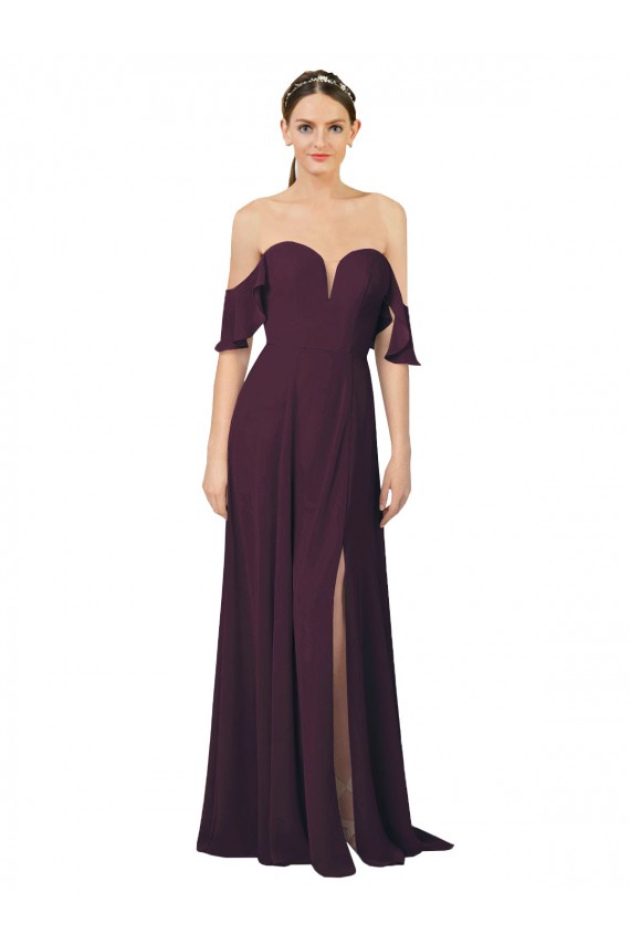 Soft Chiffon Sweetheart Sheath Grape Formal Dress / Bridesmaid Dress Derby