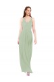 Soft Chiffon V-Neck Keyhole Back Sheath Smoke Green Bridesmaid Dress Derby