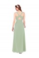 Soft Chiffon V-Neck Keyhole Back Sheath Smoke Green Bridesmaid Dress Derby