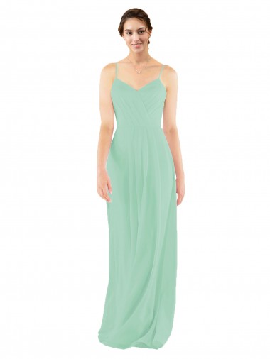 Soft Chiffon V-Neck Keyhole Back Sheath Mint Green Bridesmaid Dress Derby