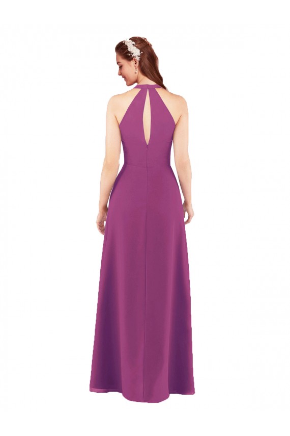 Soft Chiffon V-Neck Keyhole Back Sheath Wild Berry Bridesmaid Dress Derby