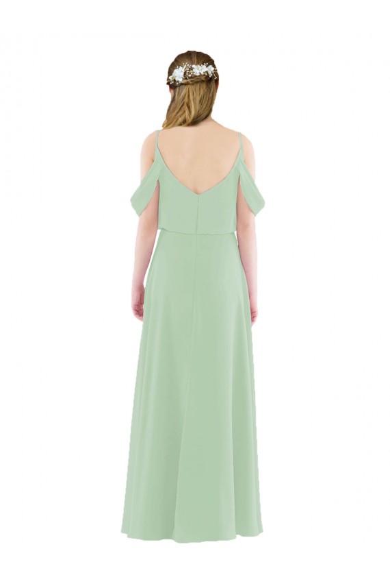 Soft Chiffon Off the Shoulder Sheath Sage Bridesmaid Dress Derby