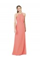 Soft Chiffon Halter Neck Keyhole Back Sheath Desert Rose Bridesmaid Dress Derby