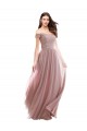 Soft Chiffon & Lace Off the Shoulder A-Line Pink Bridesmaid Dress Derby