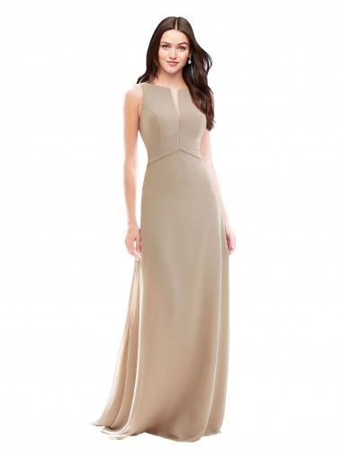 Soft Chiffon High Neck A-Line Champagne Bridesmaid Dress Derby