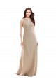 Soft Chiffon High Neck A-Line Champagne Bridesmaid Dress Derby
