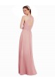 Soft Chiffon Halter Neck Keyhole Back A-Line Bliss Pink Bridesmaid Dress Derby