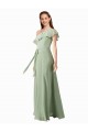 Soft Chiffon One Shoulder A-Line Smoke Green Bridesmaid Dress Derby