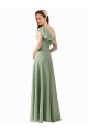 Soft Chiffon One Shoulder A-Line Smoke Green Bridesmaid Dress Derby