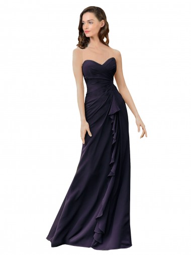 Soft Chiffon Sweetheart Sheath Dark Navy Bridesmaid Dress Derby