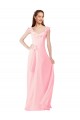 Soft Chiffon V-Neck A-Line Pink Bridesmaid Dress Derby