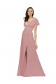 Chiffon V-Neck V-Back A-Line Dusty Pink Bridesmaid Dress / Evening Dress Derby