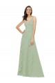 Soft Chiffon V-Neck A-Line Smoke Green Bridesmaid Dress Derby