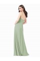 Soft Chiffon Spaghetti Straps A-Line Smoke Green Bridesmaid Dress Derby