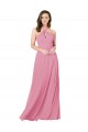 Soft Chiffon Halter Neck Keyhole Back A-Line Skin Pink Prom Dress / Bridesmaid Dress Derby
