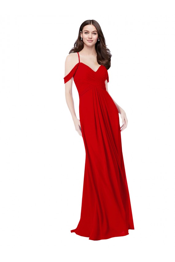 Soft Chiffon Sweetheart Open Back A-Line Dark Red Bridesmaid Dress Derby