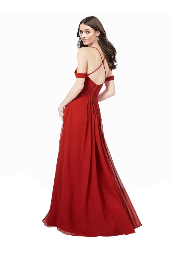 Soft Chiffon Sweetheart Open Back A-Line Dark Red Bridesmaid Dress Derby