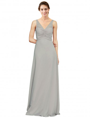 Soft Chiffon Sweetheart A-Line Silver Bridesmaid Dress Derby