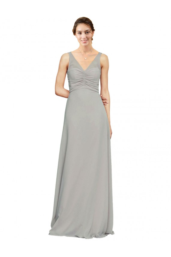 Soft Chiffon Sweetheart A-Line Silver Bridesmaid Dress Derby
