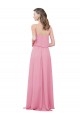 Soft Chiffon Spaghetti Straps A-Line Skin Pink Bridesmaid Dress Derby