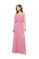 Soft Chiffon One Shoulder A-Line Skin Pink Bridal Party Dress Derby