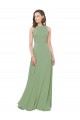 Soft Chiffon High Neck A-Line Seagrass Bridesmaid Dress Derby