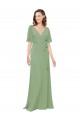 Soft Chiffon V-Neck A-Line Seagrass Bridesmaid Dress Derby