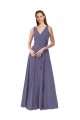 Soft Chiffon V-Neck A-Line Silver Stone Bridesmaid Dress Derby