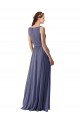 Soft Chiffon V-Neck A-Line Silver Stone Bridesmaid Dress Derby