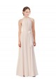 Soft Chiffon High Neck A-Line Cream Pink Bridesmaid Dress Derby