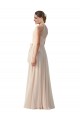 Soft Chiffon High Neck A-Line Cream Pink Bridesmaid Dress Derby