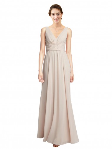 Soft Chiffon V-Neck A-Line Cream Pink Formal Dress / Bridesmaid Dress Derby