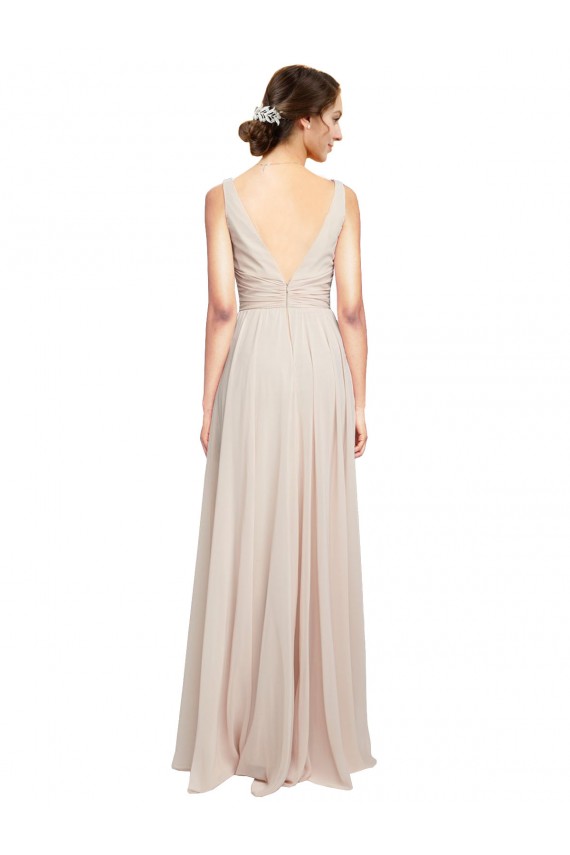 Soft Chiffon V-Neck A-Line Cream Pink Formal Dress / Bridesmaid Dress Derby