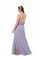 Chiffon Halter Neck Open Back A-Line Dark Navy Bridesmaid Dress / Evening Dress Derby