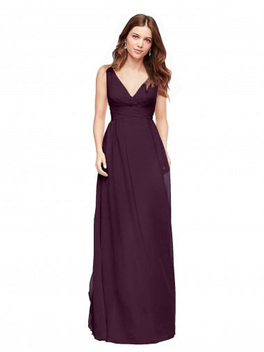 Chiffon V-Neck A-Line Grape Evening Gowns / Bridesmaid Dresses Derby