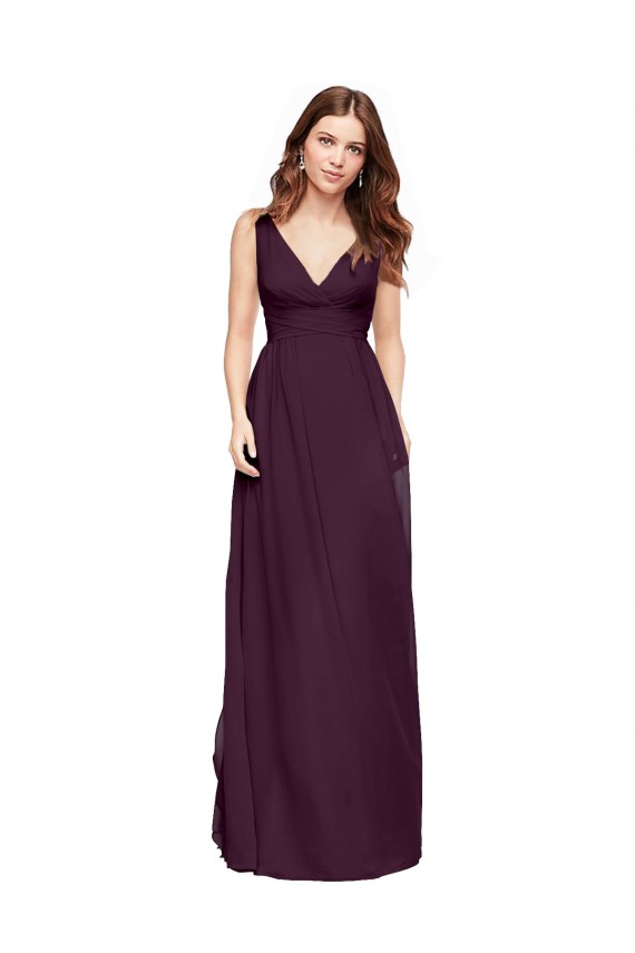 Chiffon V-Neck A-Line Grape Evening Gowns / Bridesmaid Dresses Derby
