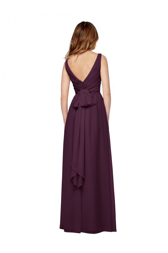 Chiffon V-Neck A-Line Grape Evening Gowns / Bridesmaid Dresses Derby