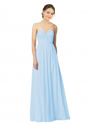 Soft Chiffon Strapless A-Line Light Sky Blue Formal Dress / Bridesmaid Dress Derby