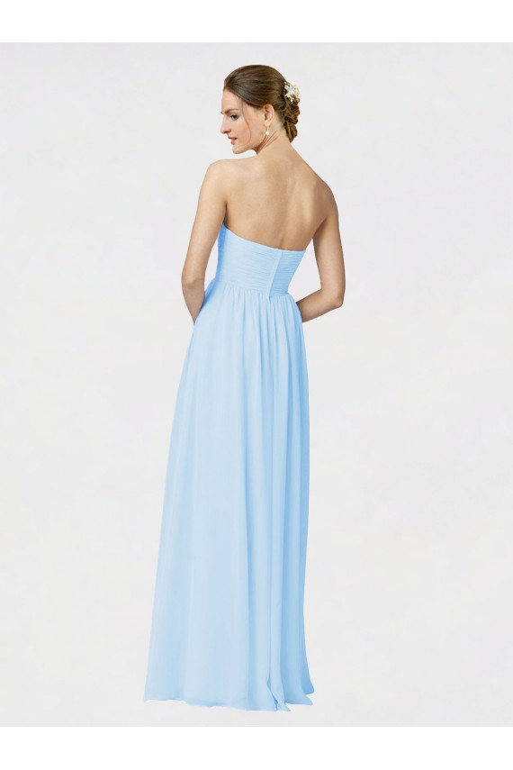Soft Chiffon Strapless A-Line Light Sky Blue Formal Dress / Bridesmaid Dress Derby