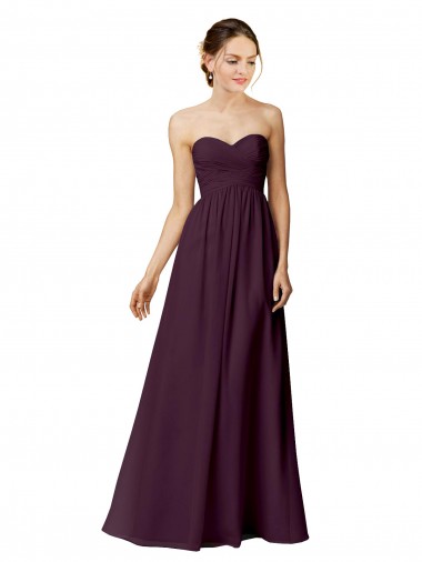 Chiffon Strapless A-Line Grape Bridesmaid Dress / Evening Dress Derby