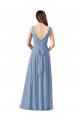 Chiffon V-Neck A-Line Dusty Blue Wedding Party Dress Derby